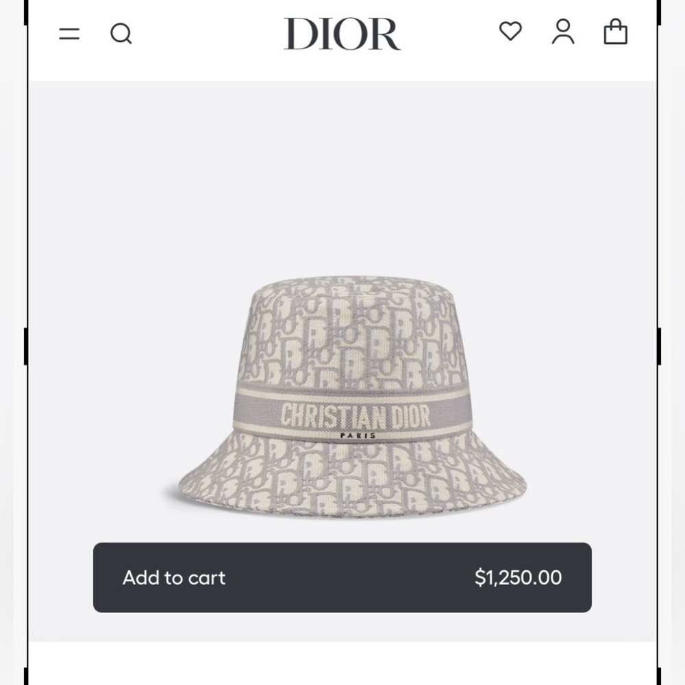 🔥 CHRISTIAN DIOR OBLIQUE BUCKET HAT SIZE 59 LIGHT GRAY w/COA - Picture 6 of 14